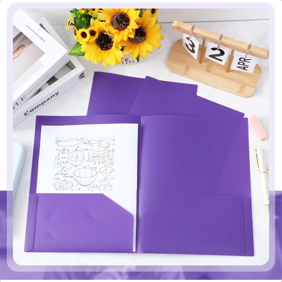 24-częściowe пластиковые папки с карманами «Снова в школу», папка с двумя карманами, подходит для буквенного размера, сверхпрочный школьный держатель для карточек для Ho