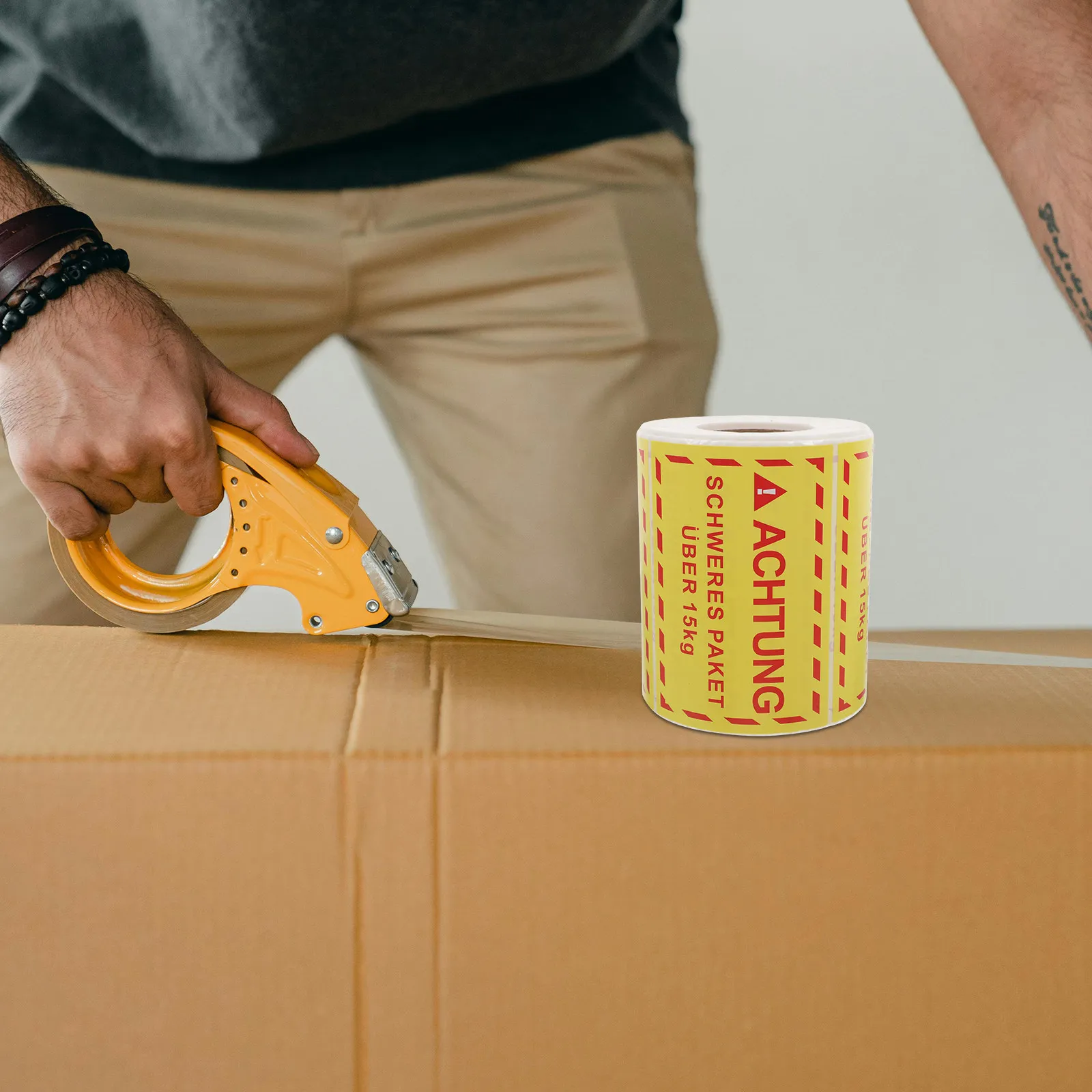 

500 шт. ярких желтых предупреждающих этикеток для тяжелых грузов, высококачественные клейкие наклейки для транспортировки и упаковки, обеспечивающие безопасность