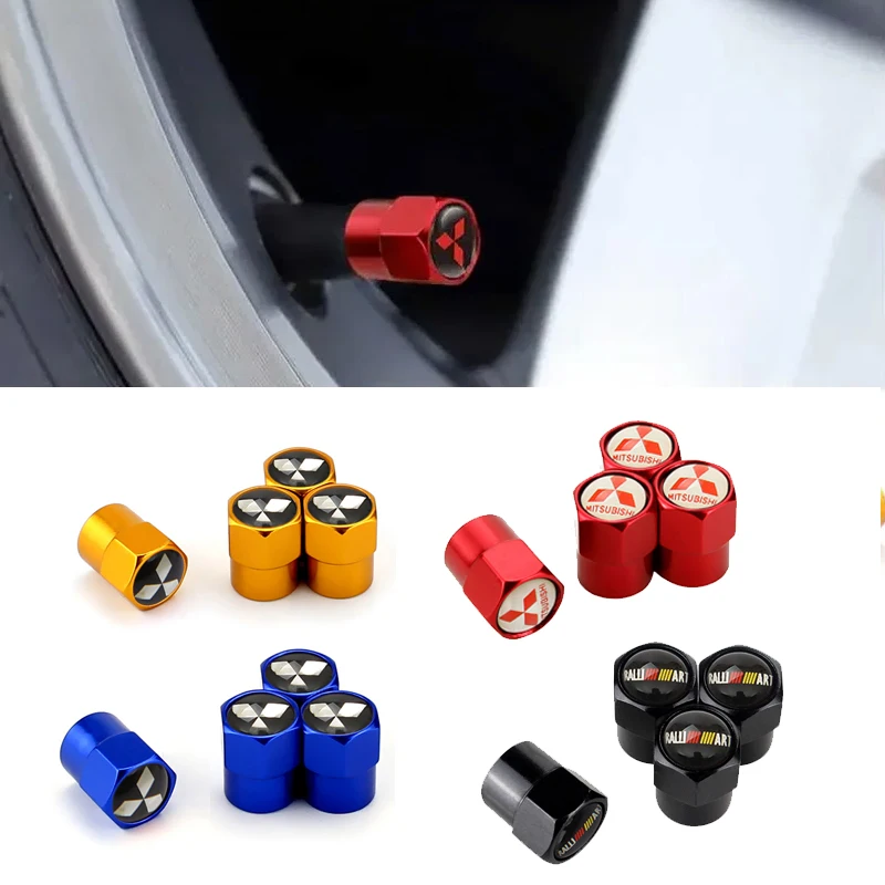 Tapas de Válvula para Neumáticos con Logotipo de Mitsubishi Ralliart Lancer Outlander ASX Colt Pajero Eclipse EVO Colt, 4 Piezas
