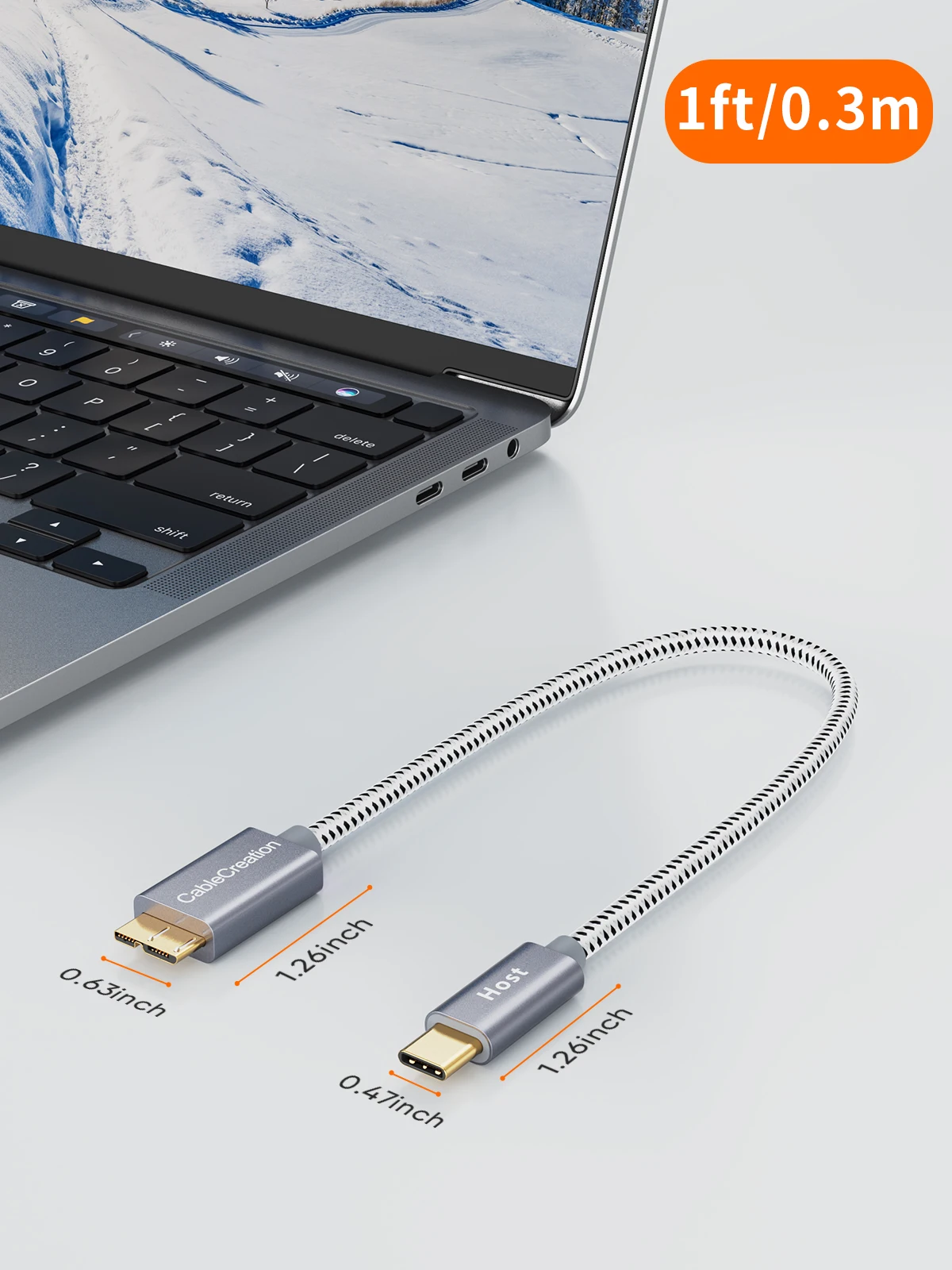 CableCreation Gevlochten USB 3.1 Type C naar Micro B kabel 10Gbps hoge snelheid gegevensoverdracht externe harde schijven SSD Seagate WD geschikt voor laptops smartphones tablets en elektronica