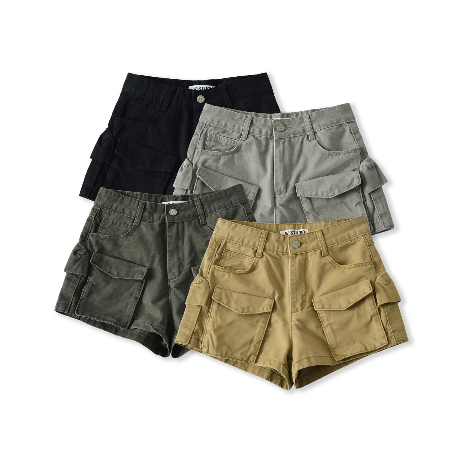 Cool Sweet Spicy High Waist Denim Shorts Casual Multi Pocket Workwear Shorts Pure Desire Popular Outdoor Wear Loose Fit Shorts