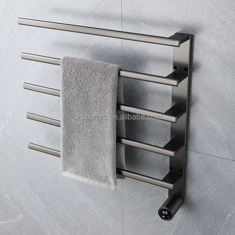Cheap Stainless Steel Wall Mounted Hot Electric Dryer Bathroom Heated Towel Heating Rack with Light Emitting Diode Display T