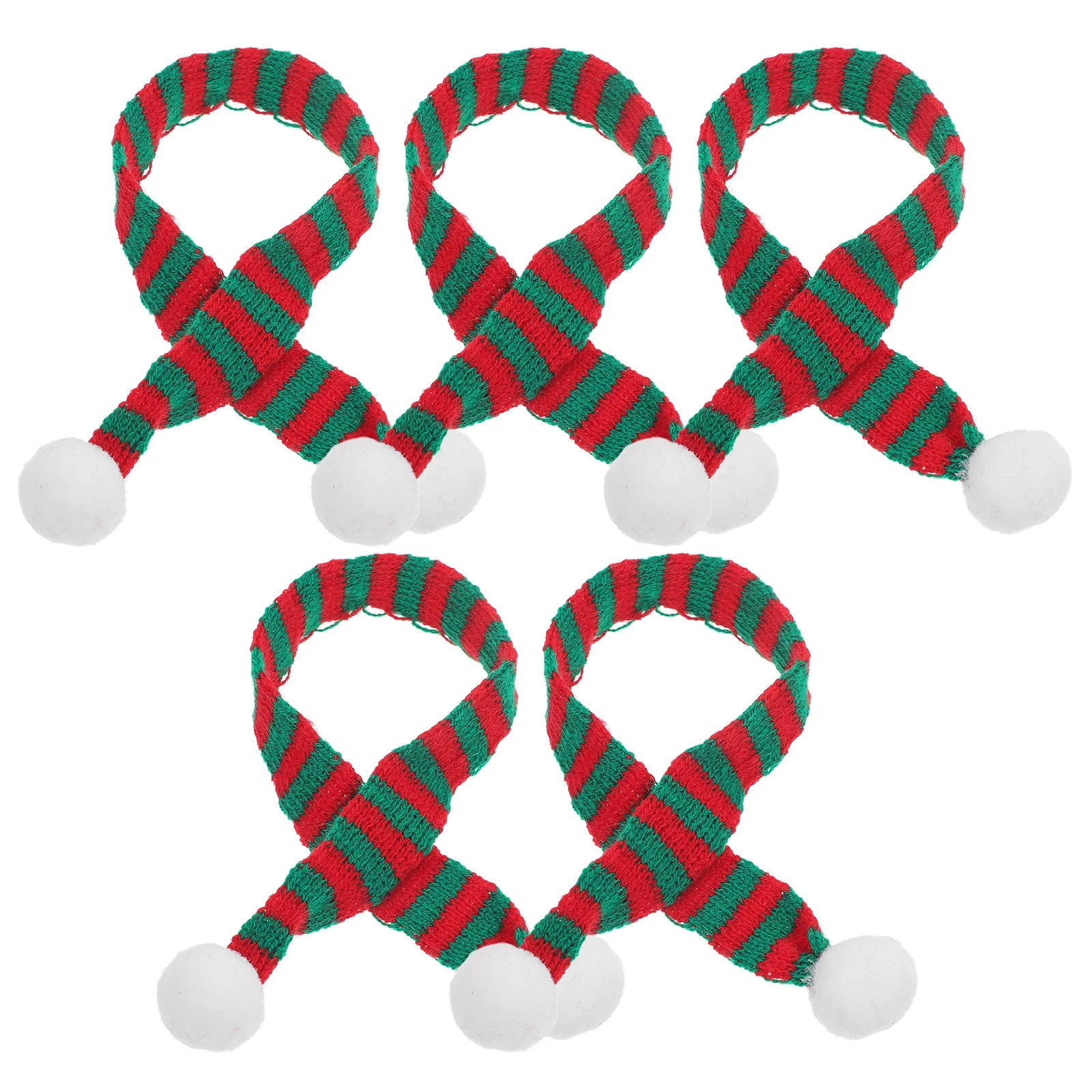 

5 pcs 2X30Cm Christmas Mini Scarf Knitted Decorative Small Scarves For Wine Bottle Neckerchief Little Snowman Xmas Party Home