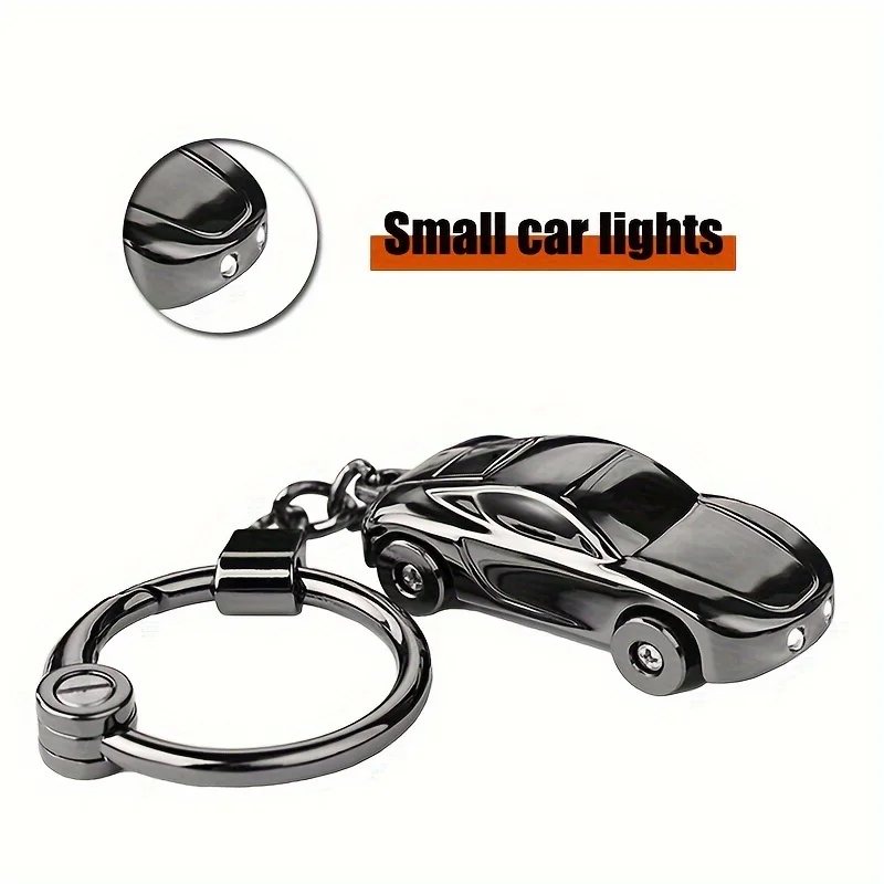 Fashion Car Model Keychain High-end Car Model with Small Led Light Key Chain Creative Keychain Pendant Key Ring Accessory Gifts