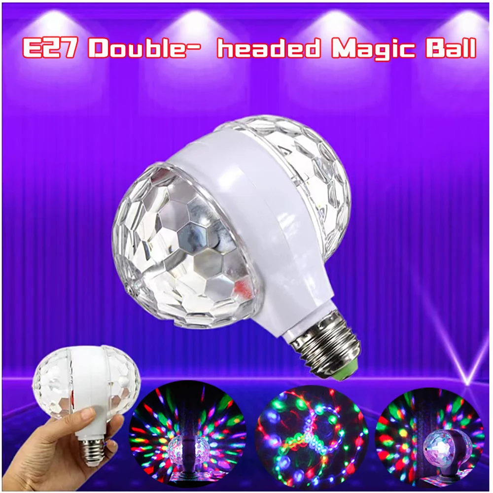

New LED RGB Double Head Magic Ball Colorful Rotating Lights DJ Disco Atmosphere Party Stage Lamp Colorful Night Flash Stage Lamp