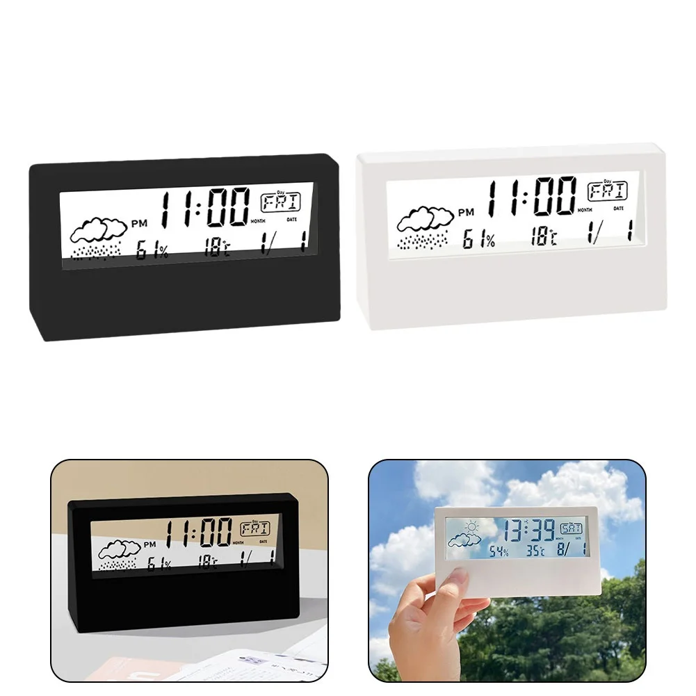 LED Digital Alarm Clock for Students Thermo-Hygrometer Alarm Clock with Calendar Portable Backlight Table Clock Home Decor