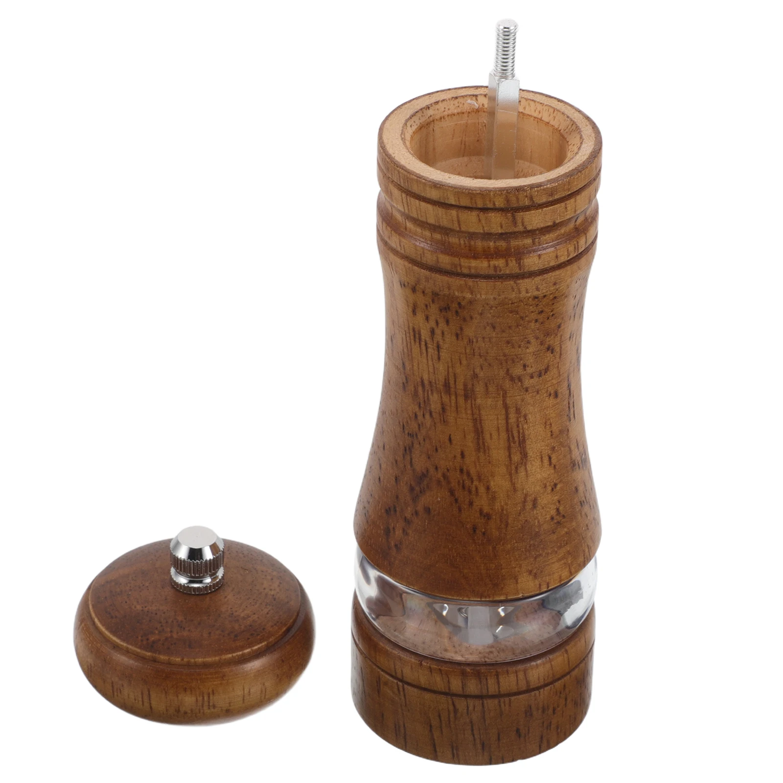 

6 Inch Manual Pepper Grinder Small Spice Grinder with Hand Crank Handle for Kitchen Seasoning Fine Grind Transparent Bottle