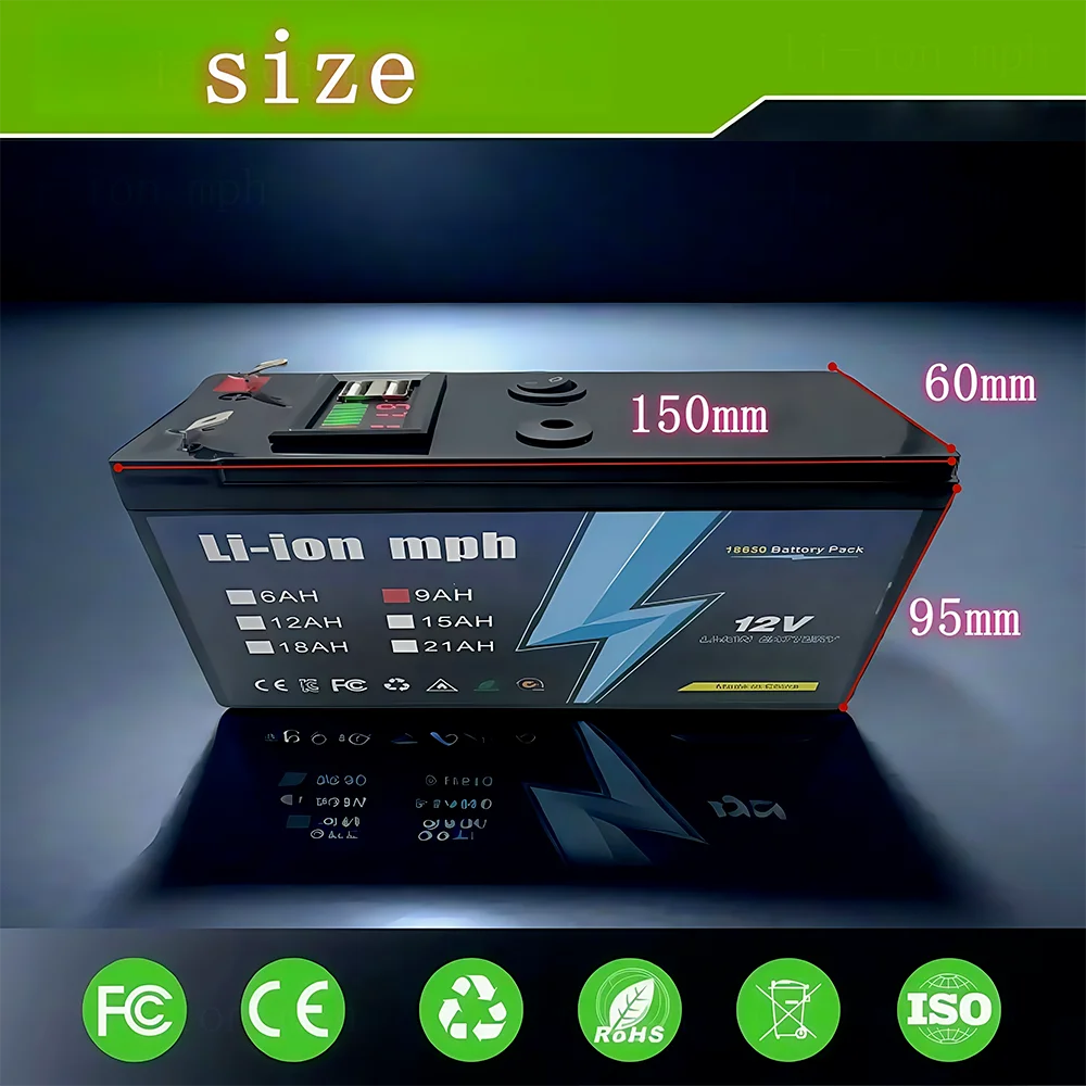 (Home energy storage)(Outdoor charging)🚐12V 6-21AH Lithium Battery w/ BMS | RV, Boat, Solar & Off-Grid System Power Supply