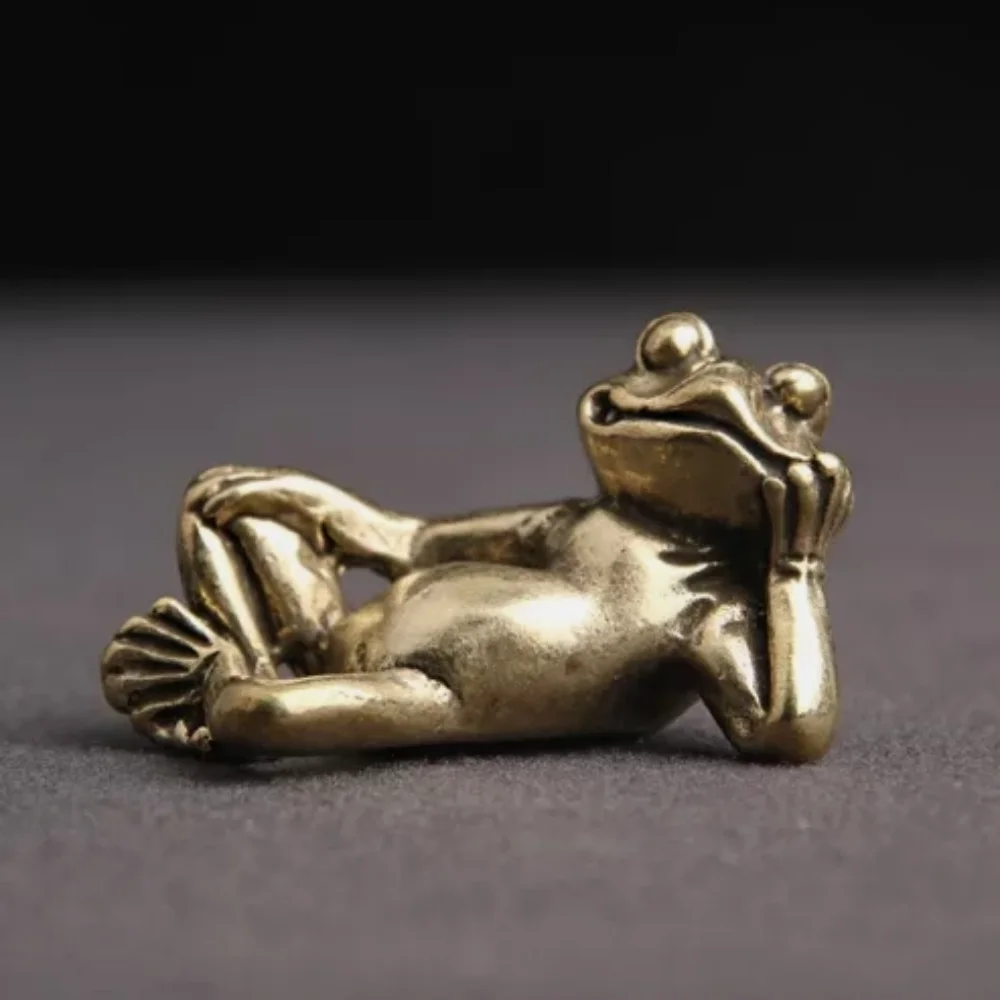 Tabletop Figurine Brass Frog Animal Statue Sculpture Home Decor Gifts