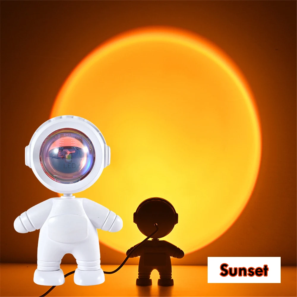 Sunset Night Light Projector Spaceman Sunset Lamp Live Streaming Beauty Photo Room Decor Rechargeable Astronaut Projector Light