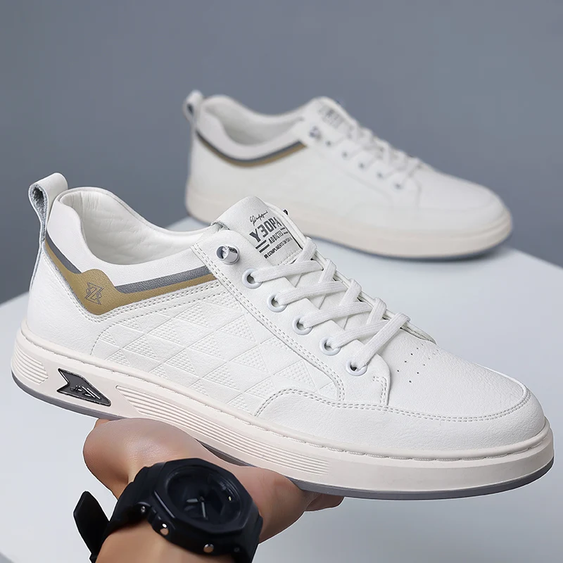 

Men's Autumn New Arrival Black Leather Shoes - Breathable Thick-Sole Stylish Sneakers, Casual & Sporty, Versatile & Lightweight