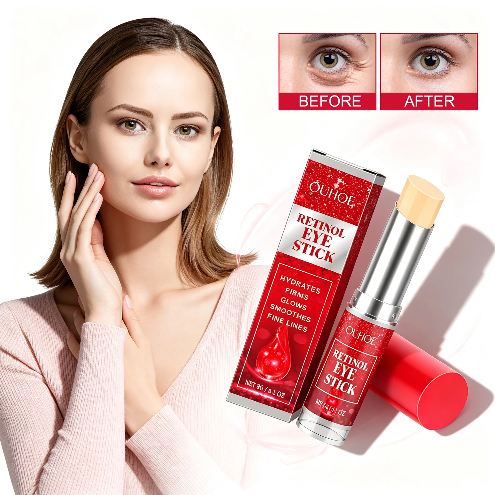 Retinol Eye Firming Cream Stick Anti-Wrinkle Lightening Dark Spot Dark Circles Eye Repair Serum Stick for Women Daily Eye Care