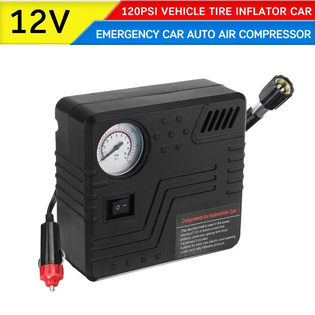 

DC 12V Outdoor Emergency Car Auto Air Compressor Vehicle Tire Inflator Portable LED Light Tire Pump Car Motorcycle Air Pump