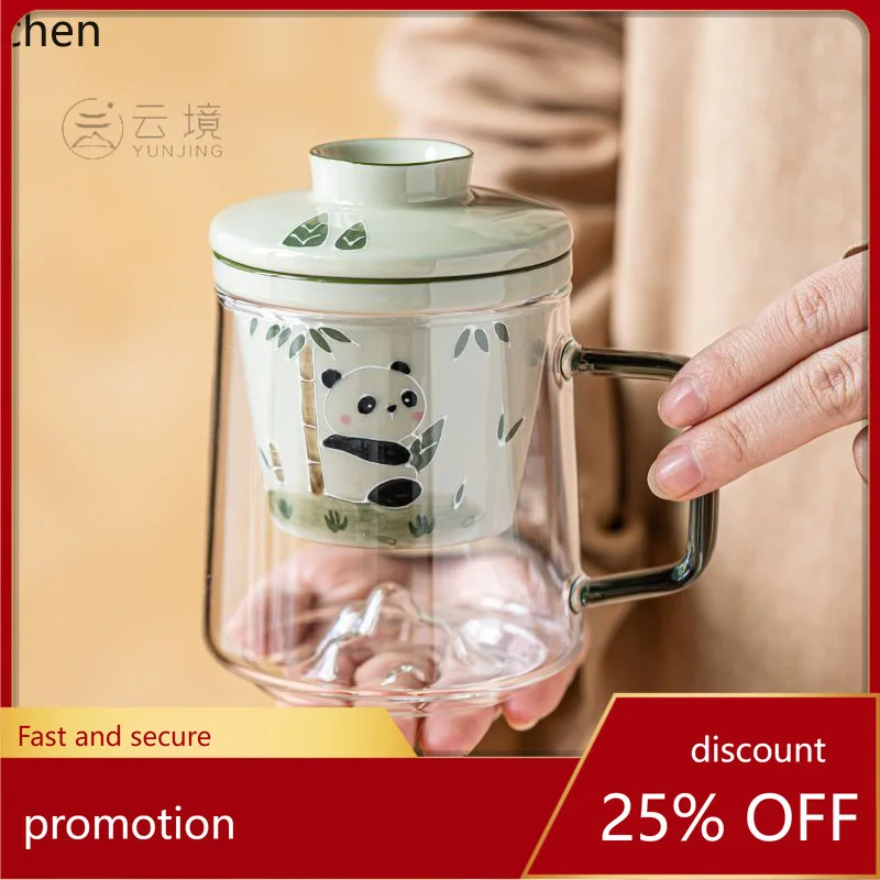 

Zml glass mug ceramic with lid filter water cup for home tea water separation tea cup