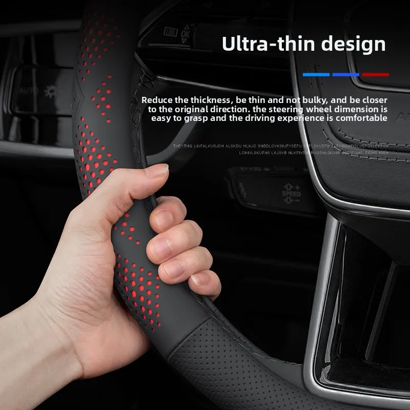 Napa-Leder Auto-Lenkradbezug für Volkswagen VW Tiguan, Atlas, ID.4, Taos, Golf, Passat, Jetta, Polo, Beetle, Touareg usw. – Detail 7