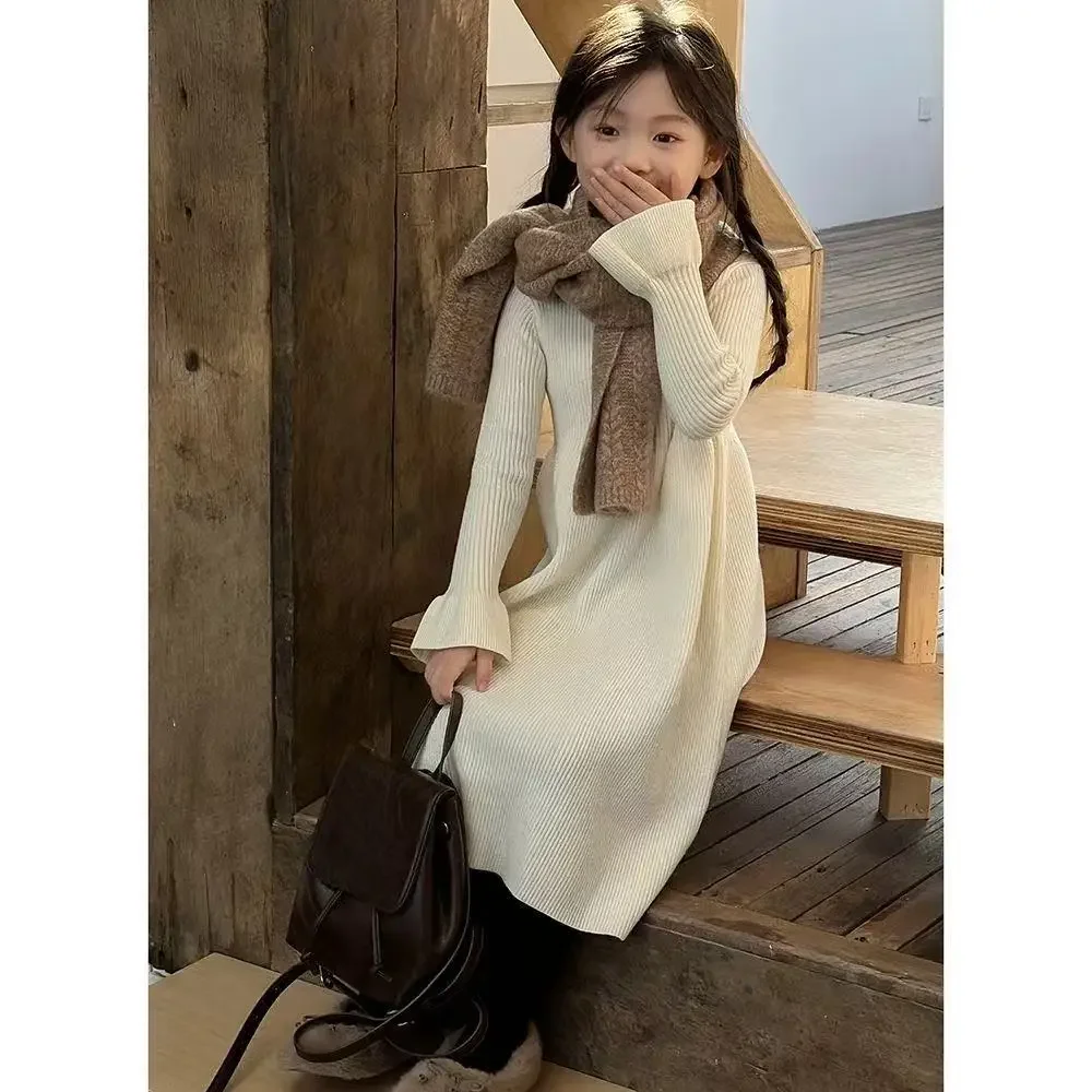 

Fashion Casual Kids Clothing Girls Dress 2025 Spring New Baby Advanced Sense Of Soft Wool Knit Princess Dress