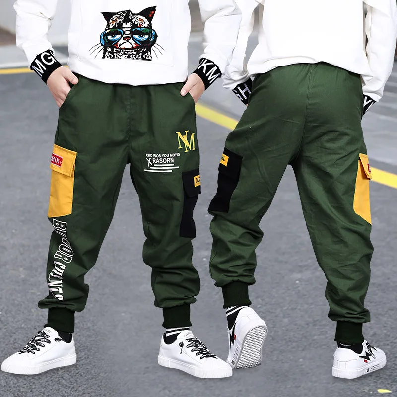 New Fashion Joggers Pants for Big Boy Cotton Spring Fall Teenage Cargo Pant Loose Children Kids Clothes Boys 6 8 10 12 16 Years