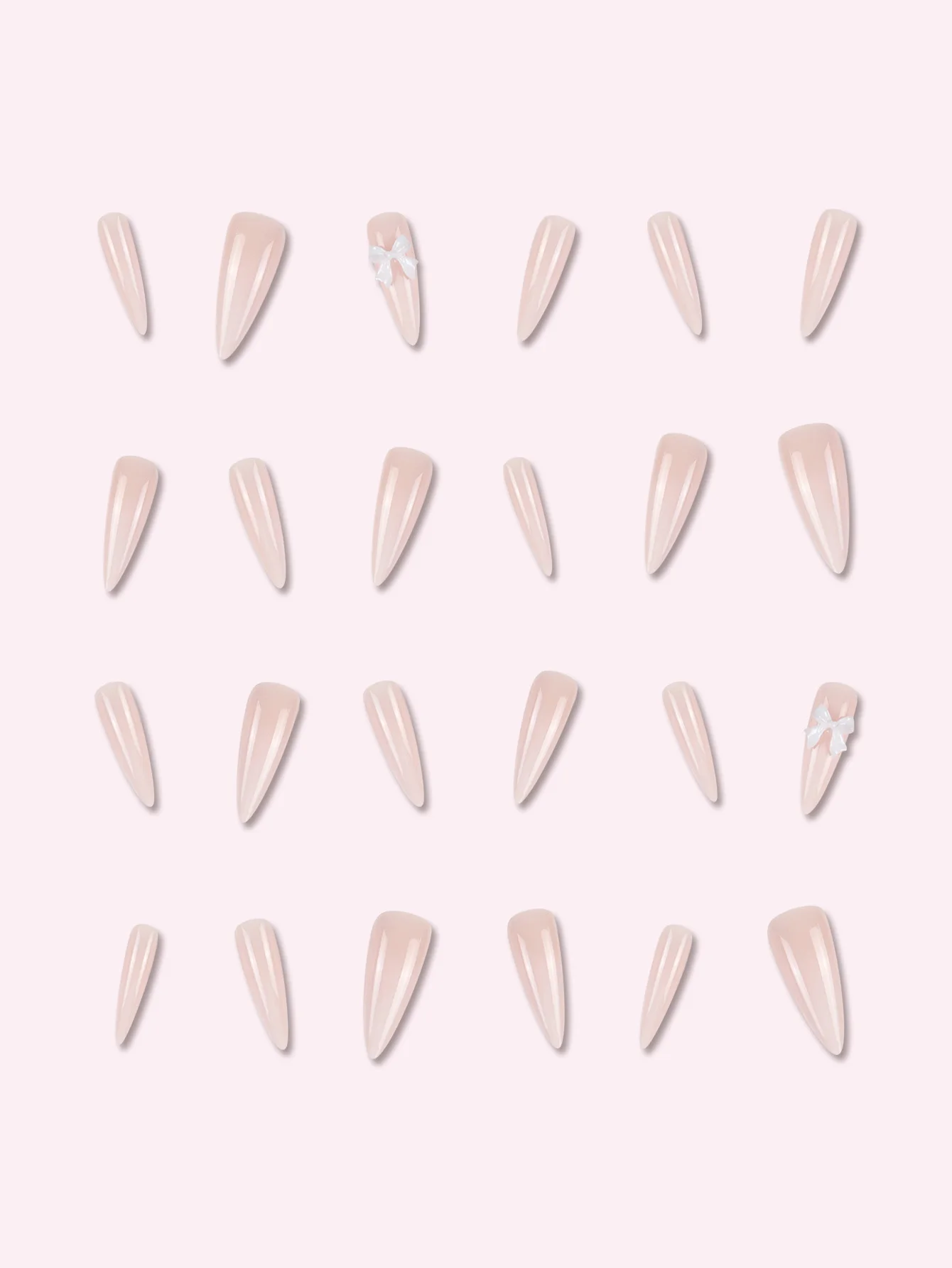 24-delige lange puntige gradiënt Franse vlinder nepnagels set ABS materiaal patroon voor vingerpers op nagels