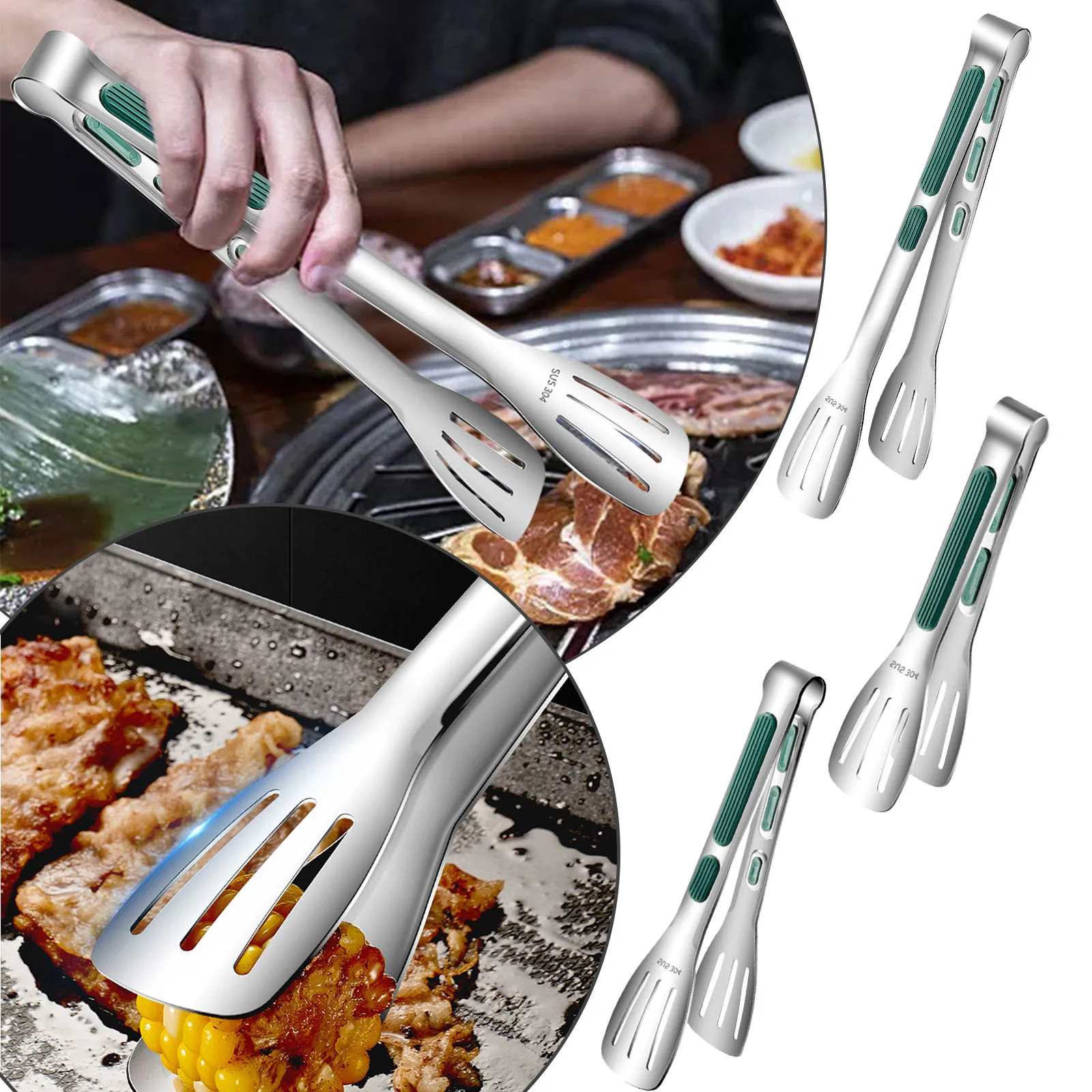 

Non-Slip Stainless Steel Food Tongs Meat Salad Bread Serving Clip Barbecue Grill Buffet Clamp Cooking Tools Kitchen Accessories