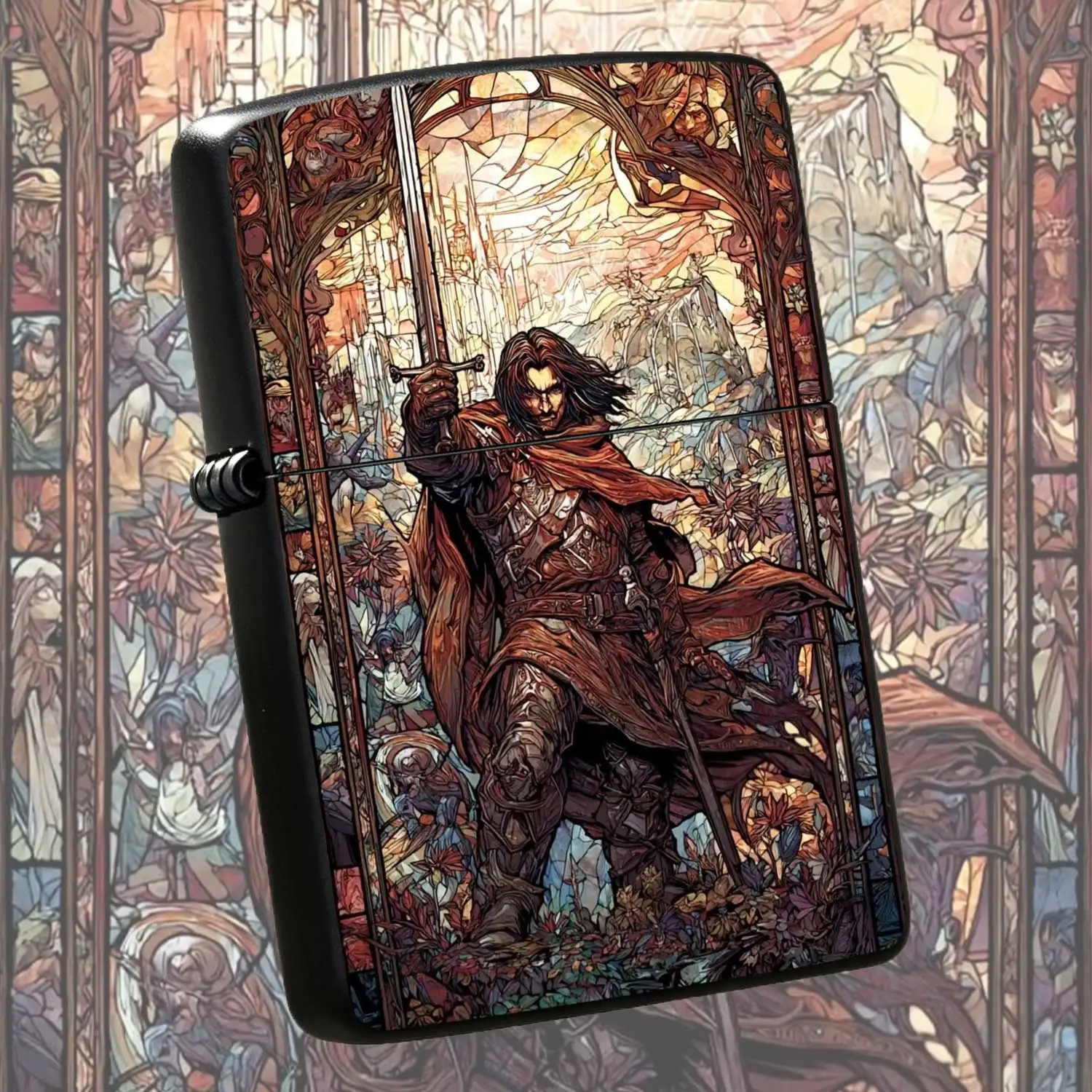 Vintage Gothic Painted  Windproof  Lighter Reusable Flip-top Pocket  European Art Style Creative Lighter Exquisite Collectible Daily Portable Ignition Device Humorous and Fun Lighter