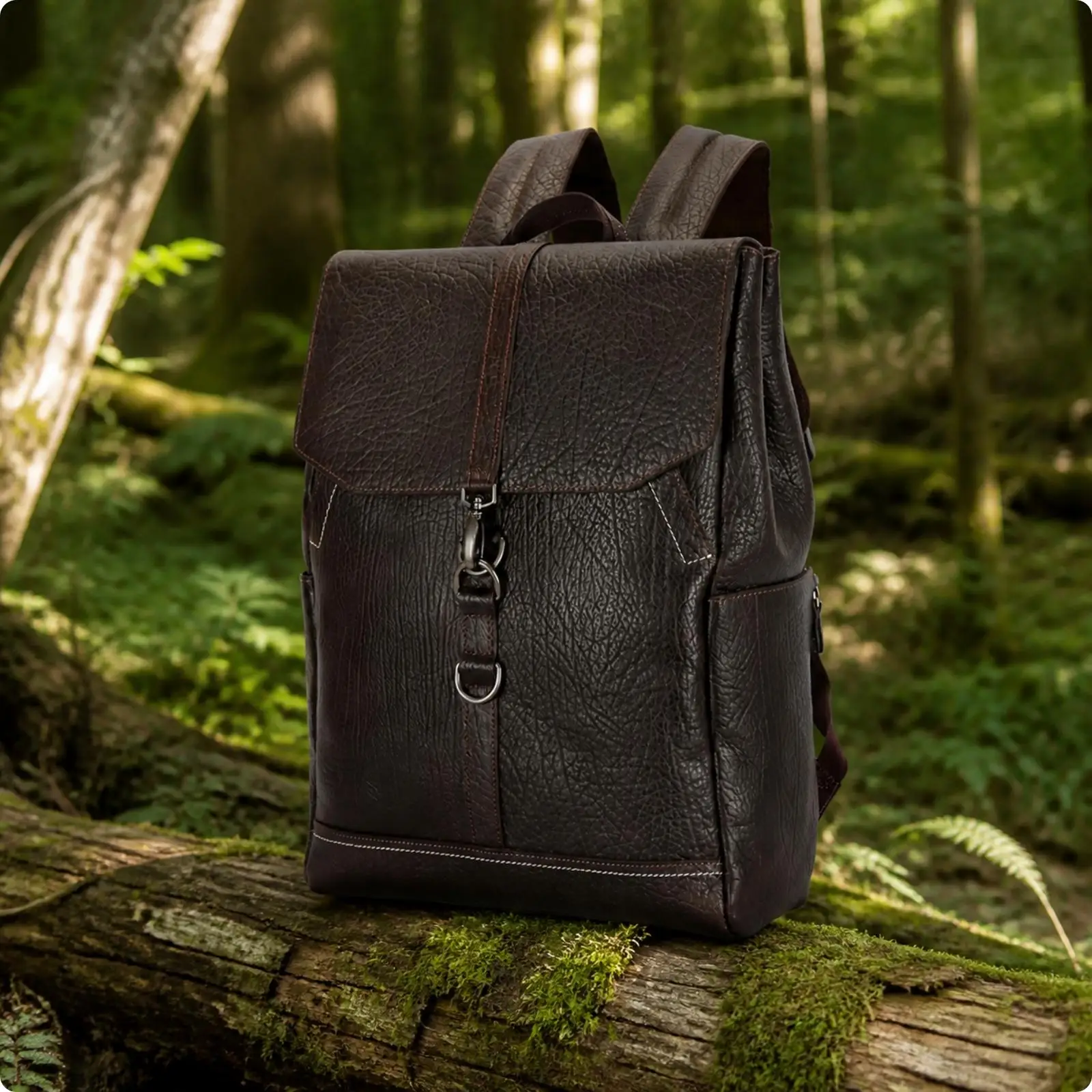 Vintage Canvas Travel Rucksack for Men Women Top Grain Cowhide Leather Backpack Retro Design 15 Inch Laptop Storage Side Pockets