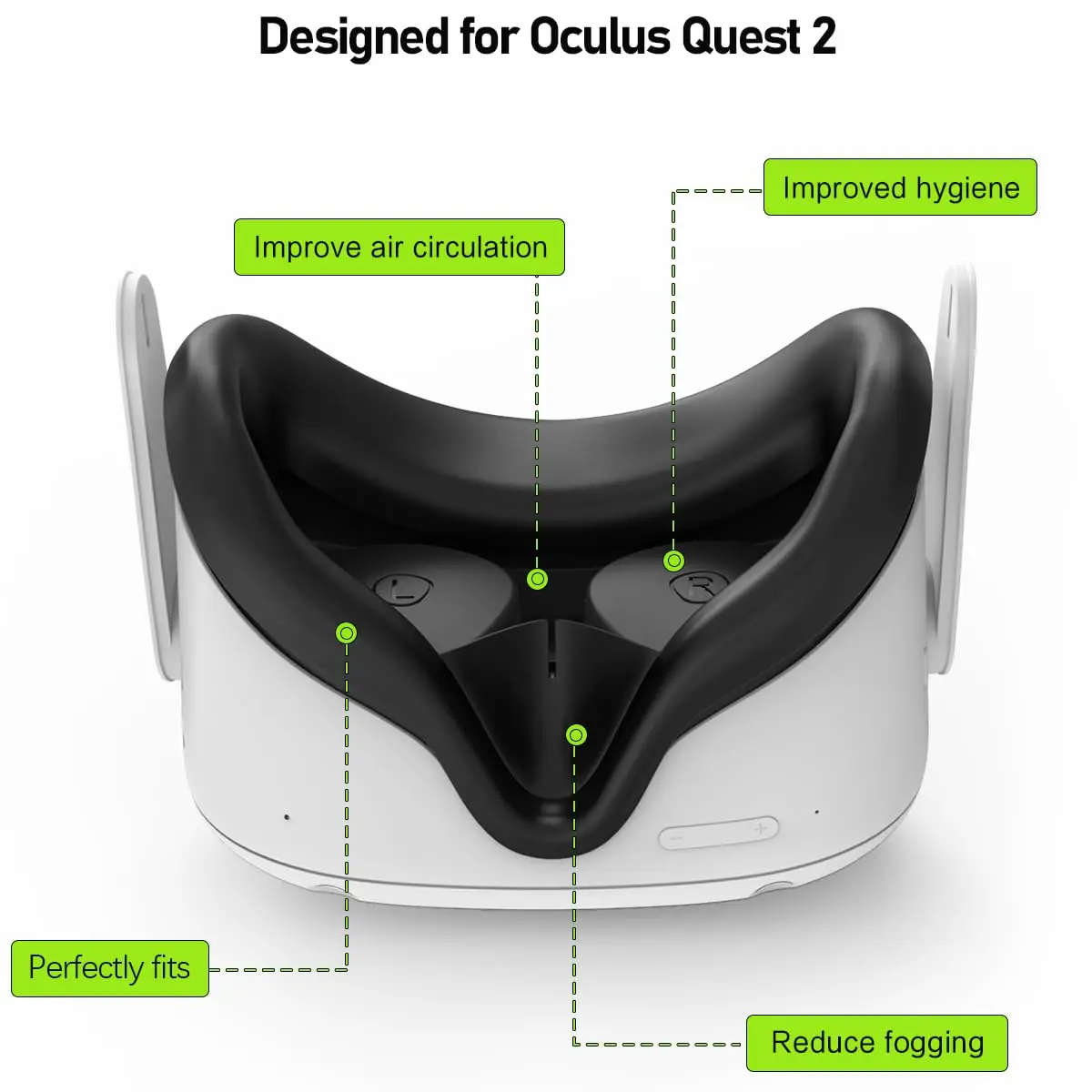 Gesichtspolster-Abdeckung für Oculus Quest 2, mit Objektivabdeckungen, Protektoren, waschbare VR-Silikonabdeckungen für Meta Quest 2 VR-Zubehör