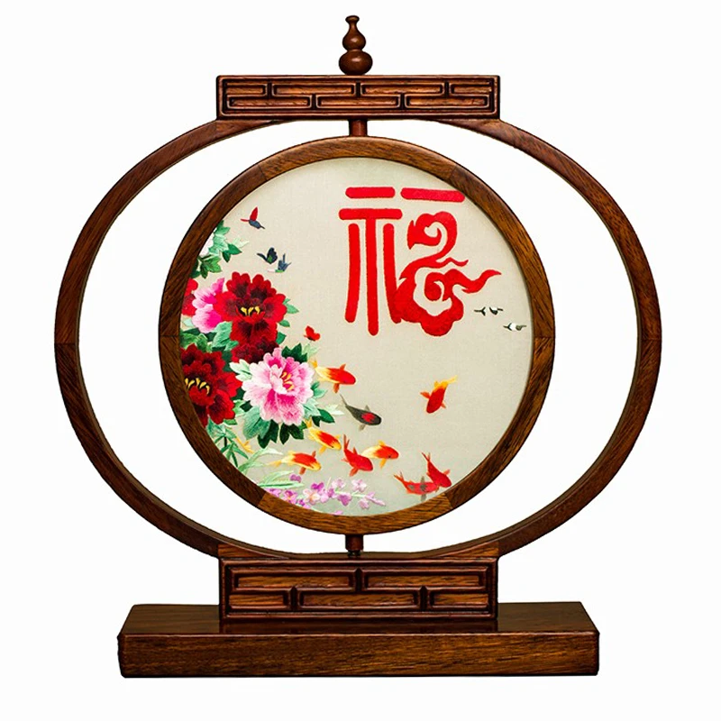 Embroidery Decoration Finished Product Creative Suzhou Embroidery Table Lamp Screen Chinese Style Decoration Gift