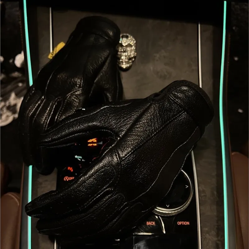 

High Quality Niche Handmade Goat Skin Wear-Resistant Non-Slip Riding Motorcycle Leather Working Wear Gloves