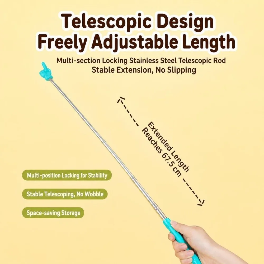 Silicone Soft Finger Tip Retractable Reading Stick Non-Slip Handle Extendable Teaching Stick Pointing Rod Blackboard Whiteboard