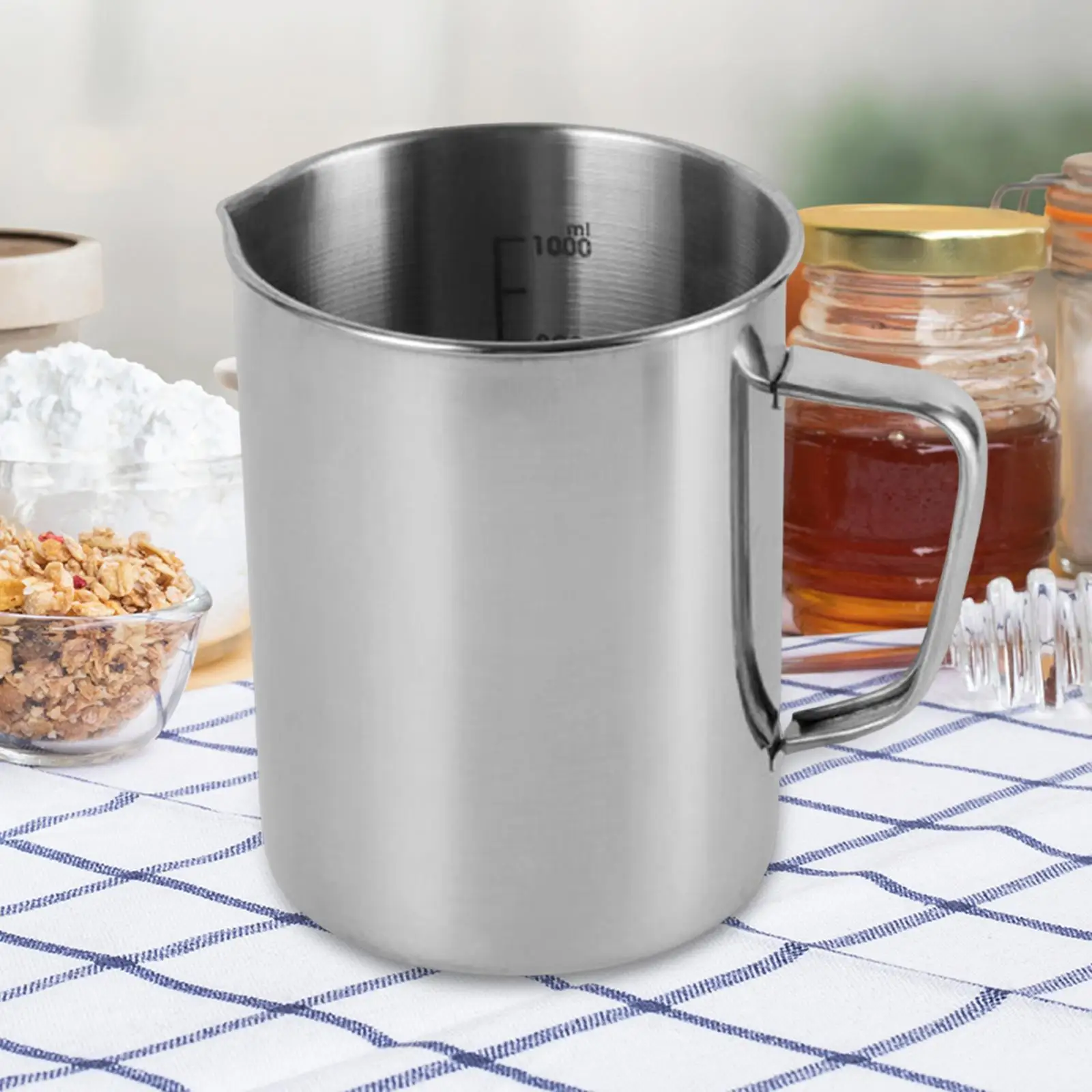 Stainless Steel Measuring Cup,Milk Frothing Pitcher,with Handle,Large Capacity Container Kitchen Mixing Pitcher for Latte Art