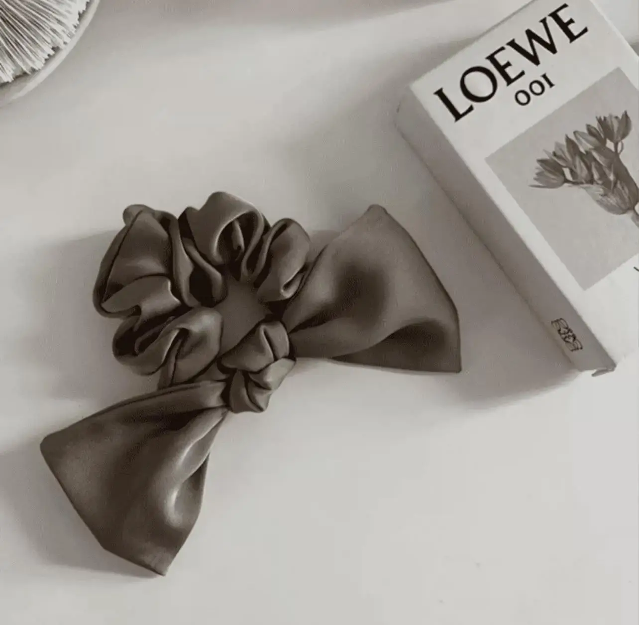 Black Bowknot Satin Hair Bands for Women Girl Ponytail Loop Hair Rope High Elastic Large Intestine Circle Lady Hair Accessories
