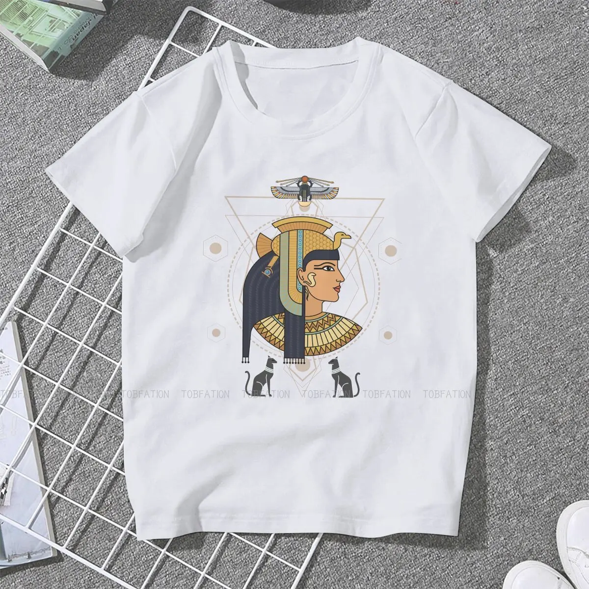 Cleopatra Queen Classic  TShirt For Women Egyptian Ancient Egypt Culture Tees Style Lady T Shirt 5XL Homme Printed Oversized