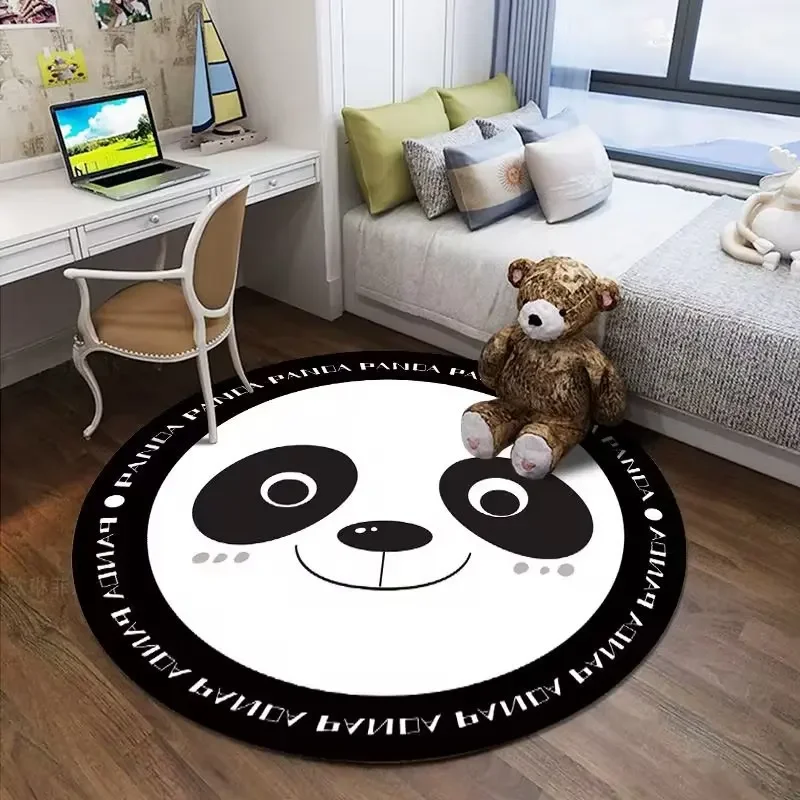 Cartoon Animal Panda Carpets For Home Living Room Kids Bedroom Decor Anti-slip Soft Floor Rugs Door Mat Round Computer Chair Mat