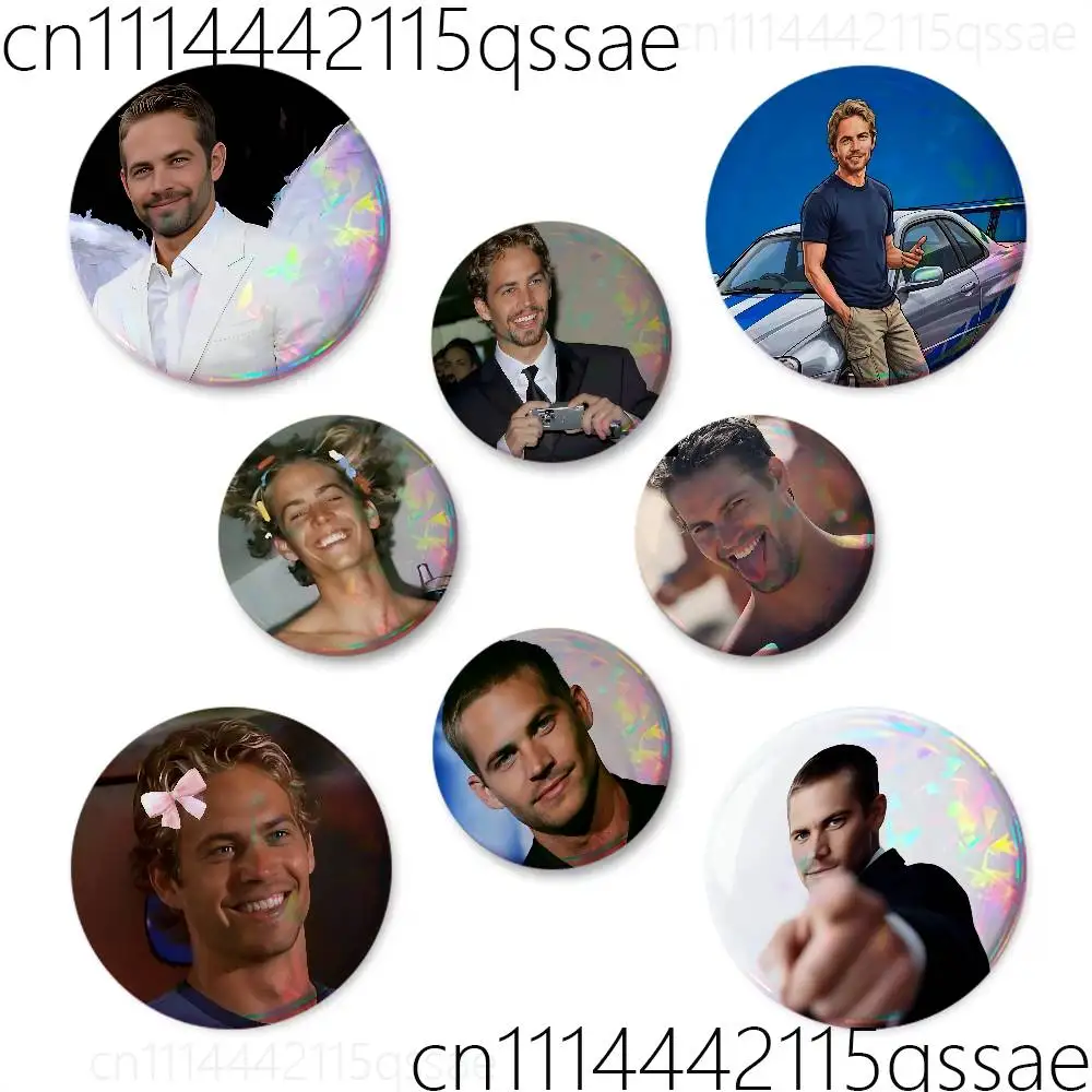 FOR Paul Walker Button Pins Backpack Clothing Decor Brooch Cartoon Science Fiction Badge Jewelry Gifts for Kids
