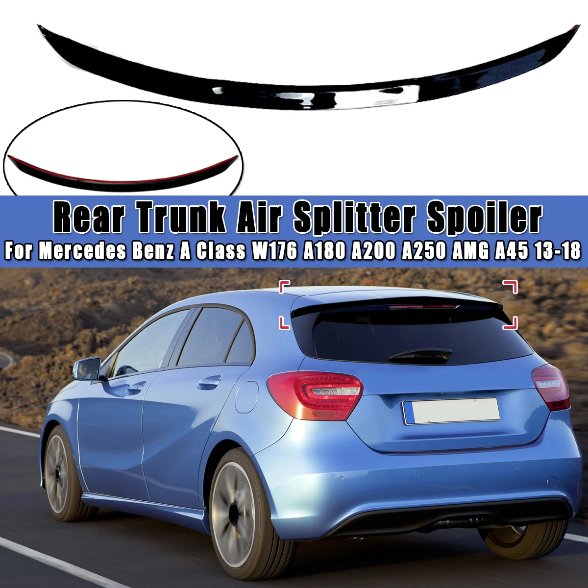 Glänzend Schwarz Auto Hinten Stamm Spoiler Flügel Lip Außen Teile Für Mercedes Für Benz EINE Klasse W176 A180 A200 A250 AMG A45 2013-2018