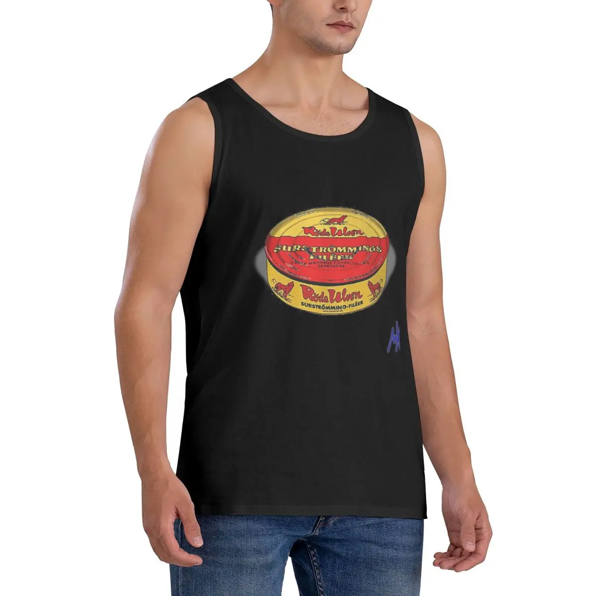 100% Cotton Surstromming Sleeveless T-Shirt Men Workout Sports Clothing Tops Men's Crew Neck Vest