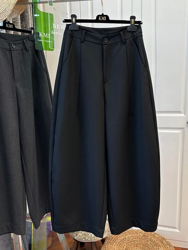 

plus Size High Waist Wide Leg Pants Women's Autumn Winter Loose Slimming Small Size Versatile Knife Pants Casual Sle