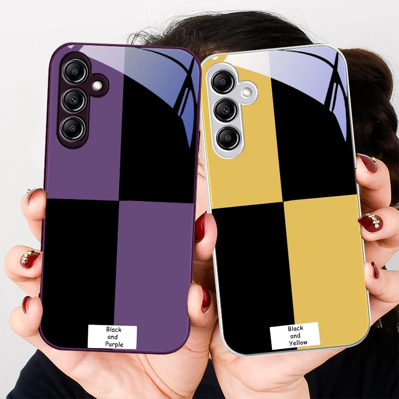

Black and yellow blocks For Samsung A20 30 22 23 24 A25 26 31 32 A33 34 35 42 50 51 52 53 54 55 56 70 71 72 73 glass phone case