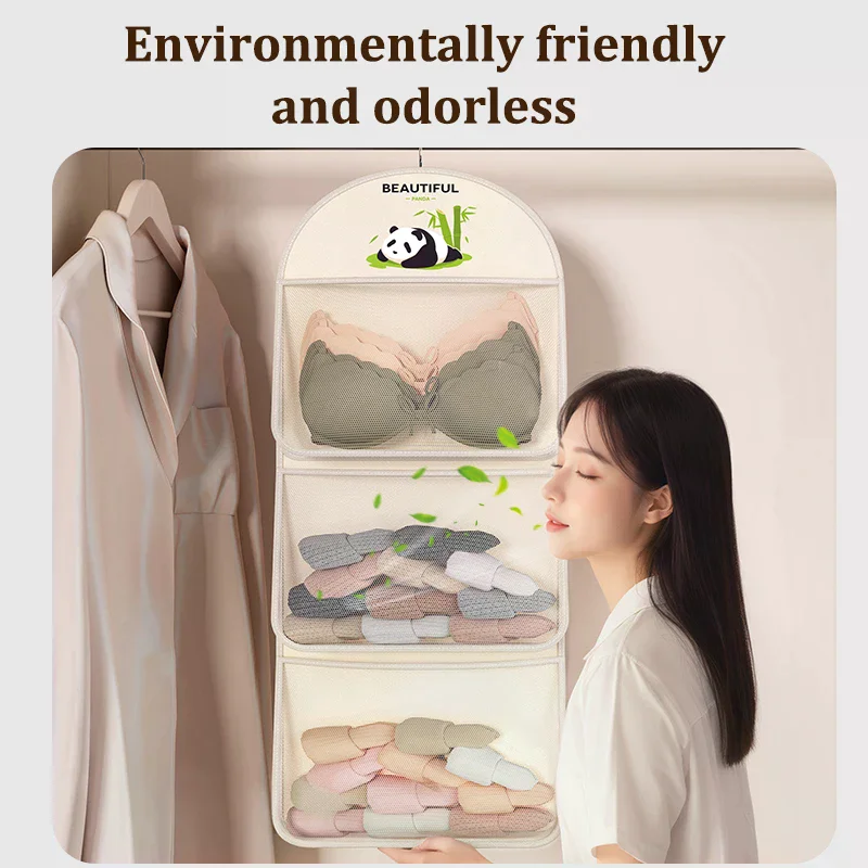 1/2/3 Layer Breathable Visible Storage Mesh Hanging Bag Socks Underwear Bag Wardrobe Organizer Toy Doll Large Bag With Hook