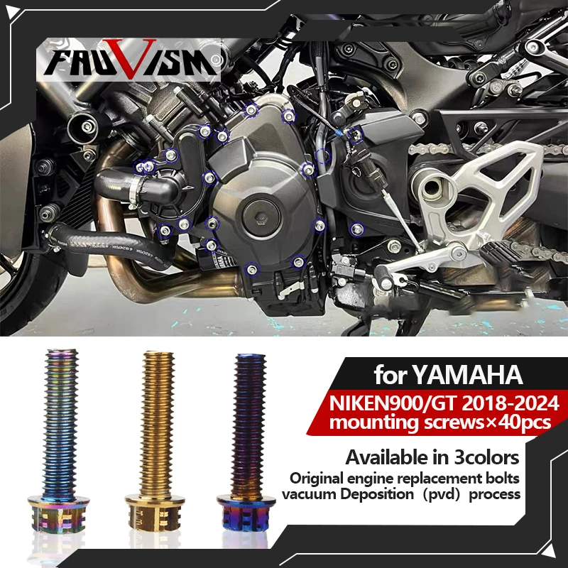 

40pcs Engine Bolt Kit Motorcycle Accessories M6 6mm Hex Head Stainless Steel Ignition Clutch Cover Bolts for YAMAHA NIKE N900/GT