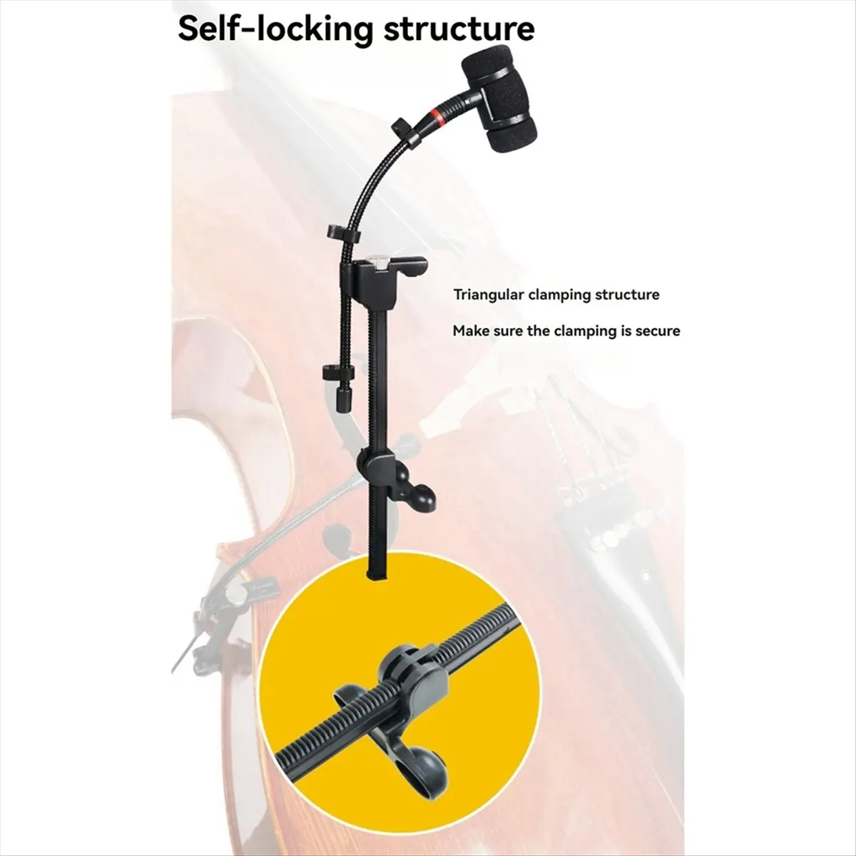 newT77 Adjustable Instrument Stand with Rackmount Bracket Clip Microphone Clip Soft Rubber Shock-Absorbing Structure for Cello