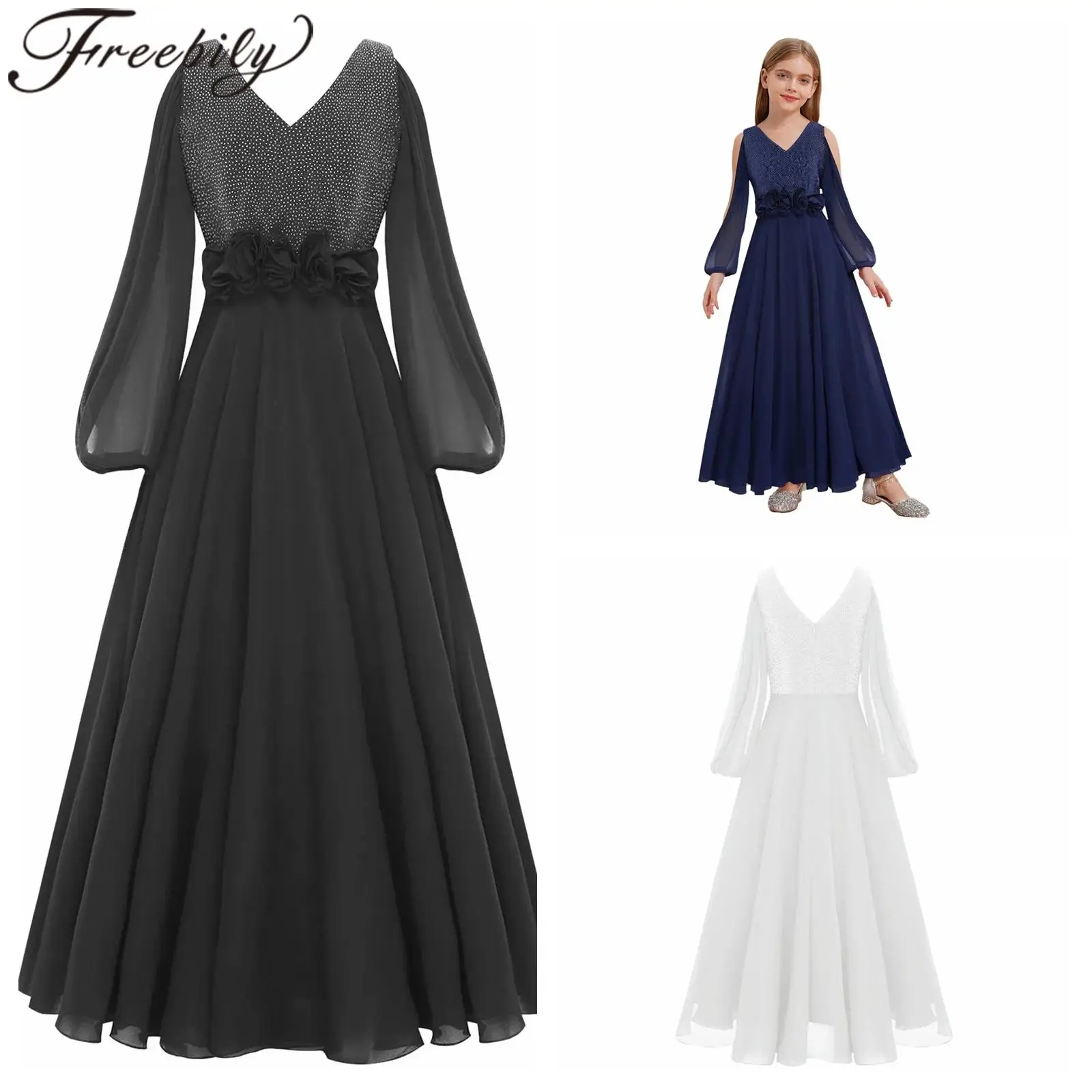

Kids Lyrical Dance Costumes Children's Ballroom Dancing Chiffon Ball Gown Party Dresses for Girls Holiday Princess Costumes