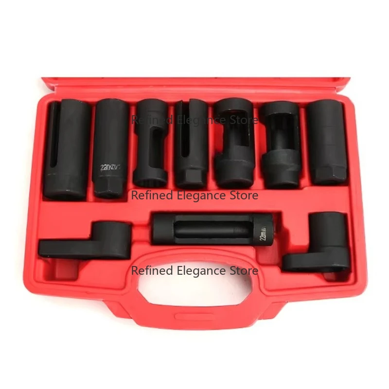 10PCS Oxygen Sensor Socket Set Auto Wrench Tool Kit for O2 Sensor Installation in Car Engine