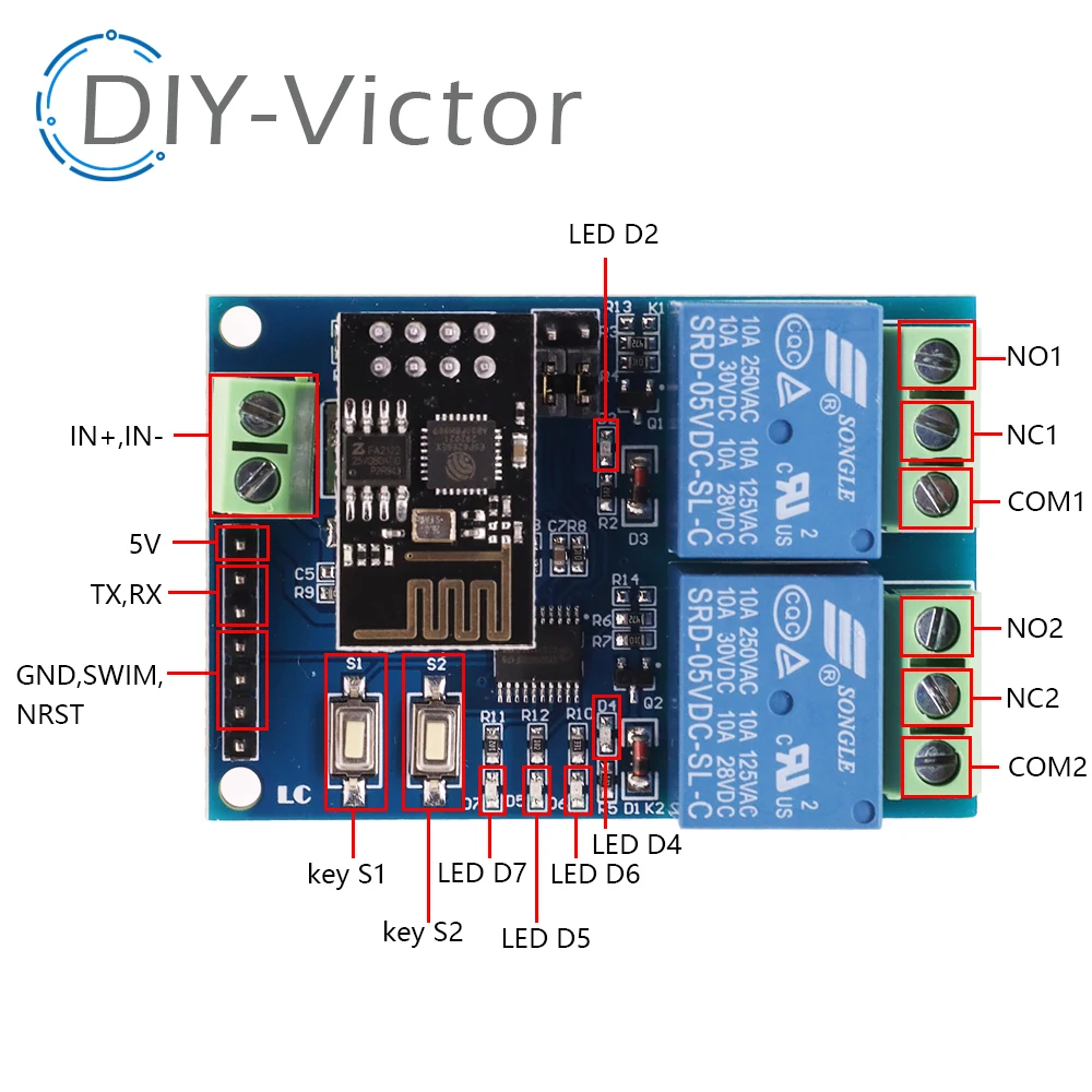 5V ESP8266 ESP-01 1 Channel WiFi Relay Module ESP-01S 2 Way Relay Module For IOT Smart Home remote control switch phone APP