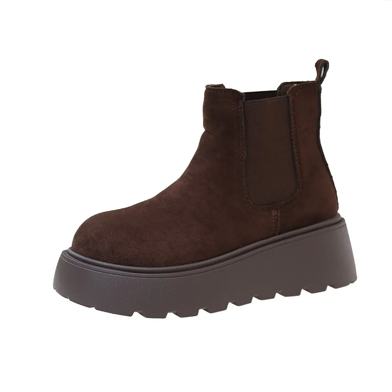 الشتاء خمر الفراء بطانة النساء حذاء من الجلد منصة موجزة الارتفاع زيادة الأحذية الدافئة القطن الجوارب القصيرة أحذية Zapatos Mujer