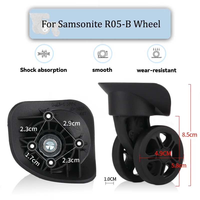 

For Samsonite R05-B Universal Wheel Replacement Suitcase Rotating Smooth Silent Shock Absorbing Wheel Accessories Wheels Casters