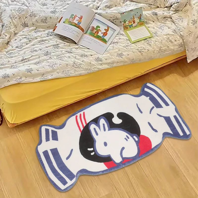 VIKAMA Cartoon Three-Layer Dog Carpet Simple Line Pattern Dog Carpet Soft Fluffy Anti Slip Absorbent Floor Mat Home Decoration