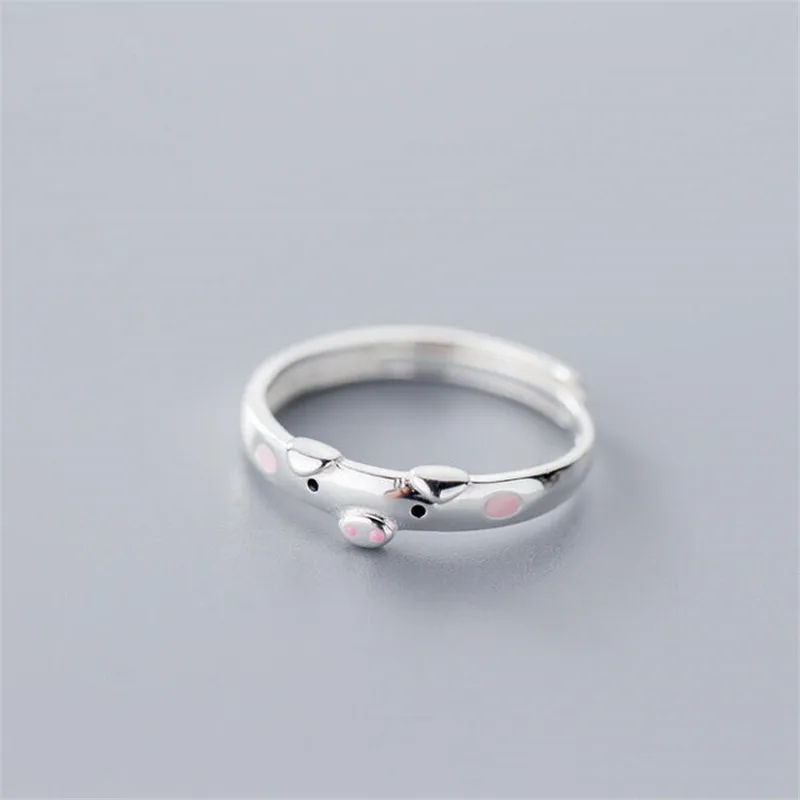 New Fashion Sweet Piggy 925 Sterling Silver Jewelry Personality Cute Animal Pig Popular Exquisite Opening Rings R222