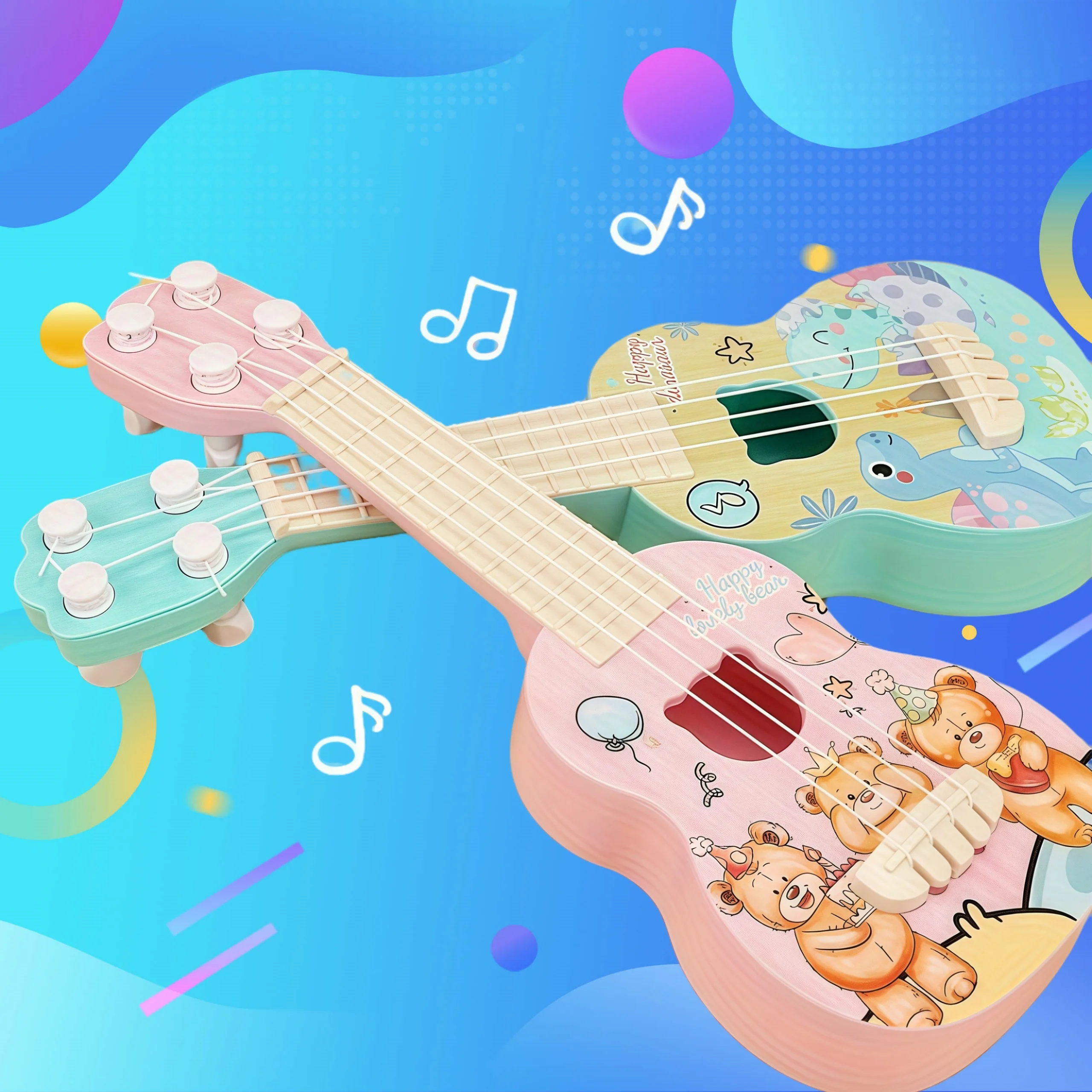 Mini versione giocattolo musicale per bambini, chitarra e strumento a corda, giocattolo ideale per giocattoli ukulele, puzzle educativo