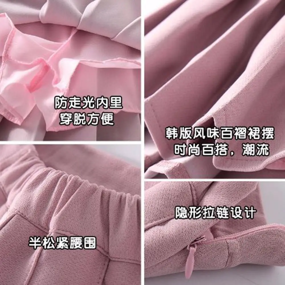 

Baby Girls Mini Skirts Children Vintage Pleated Korean Tennis Short Student Uniform Summer Skirts White Black